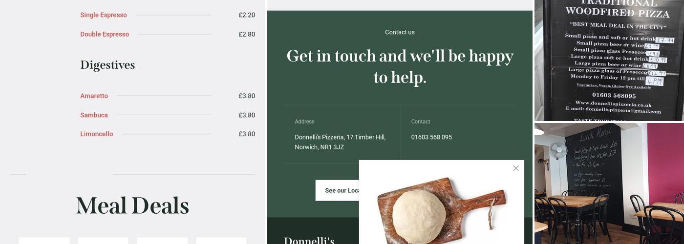 Donnelli's Pizzeria Menu