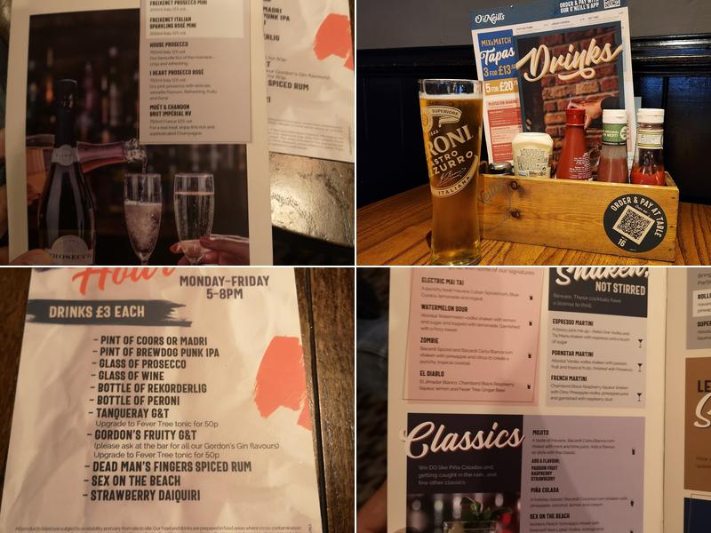 O'Neill's Peterborough Menu