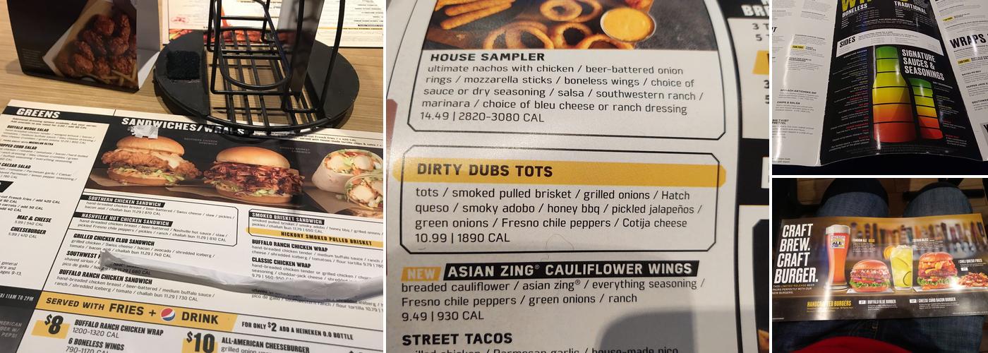 Buffalo Wild Wings Menu