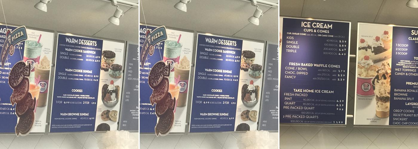 Baskin-Robbins Menu