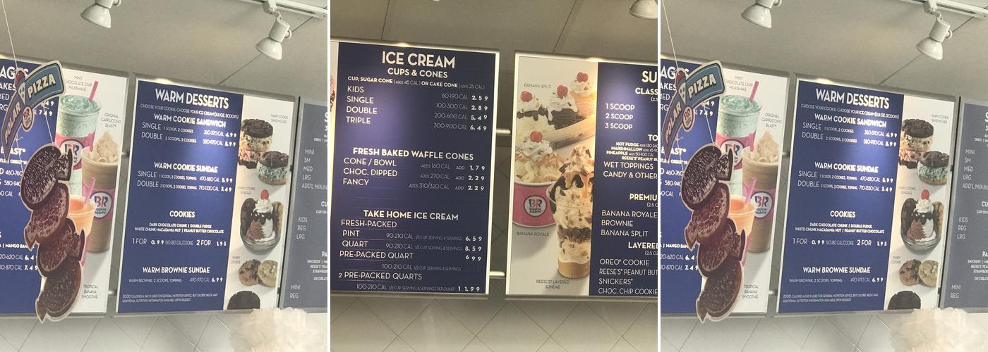 Baskin-Robbins Menu