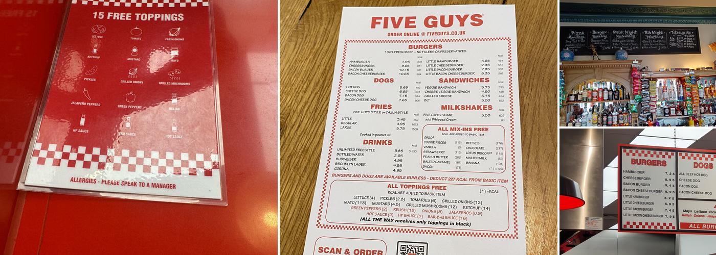 Five Guys Westfield Stratford Menu