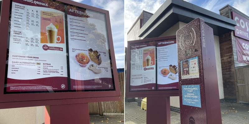 Costa Coffee Menu