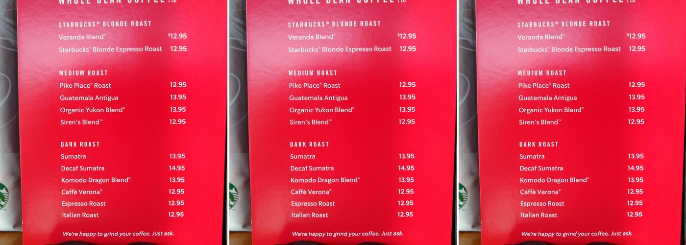 Starbucks Menu