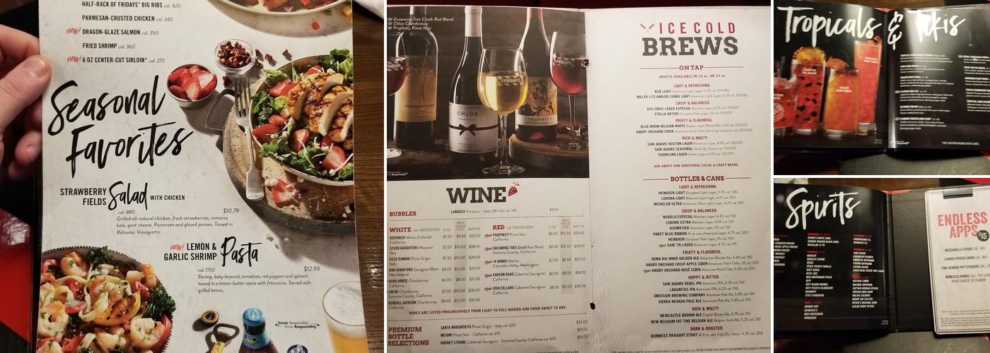 TGI Fridays Menu