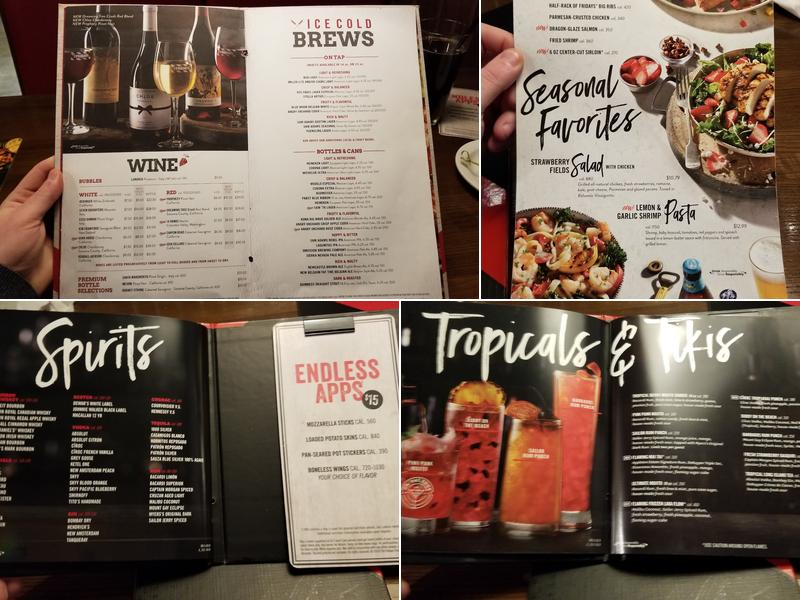 TGI Fridays Menu
