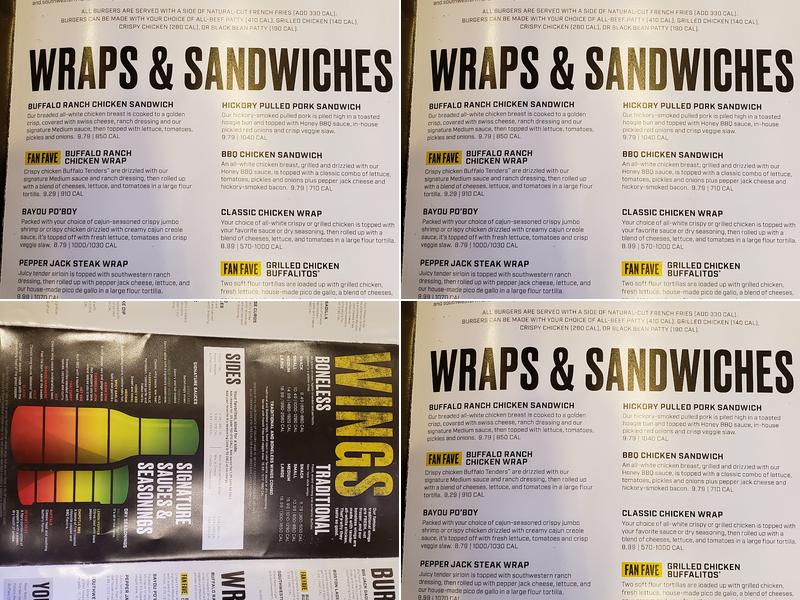 Buffalo Wild Wings Menu
