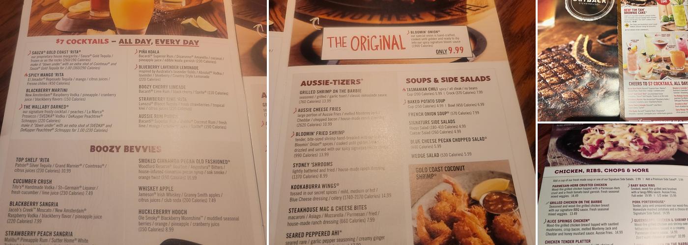 Outback Steakhouse Menu