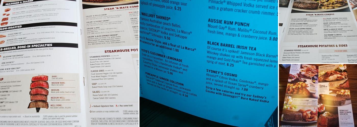 Outback Steakhouse Menu