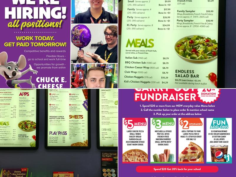 Chuck E. Cheese Menu