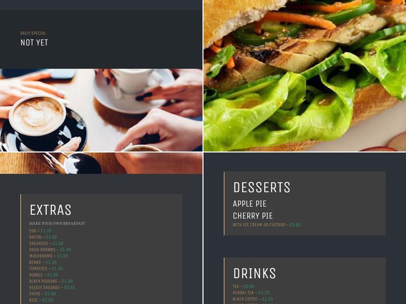 Goldsmiths Cafe Menu