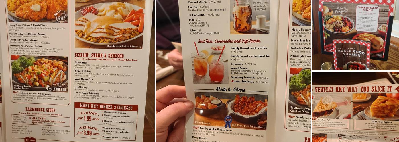 Bob Evans Menu