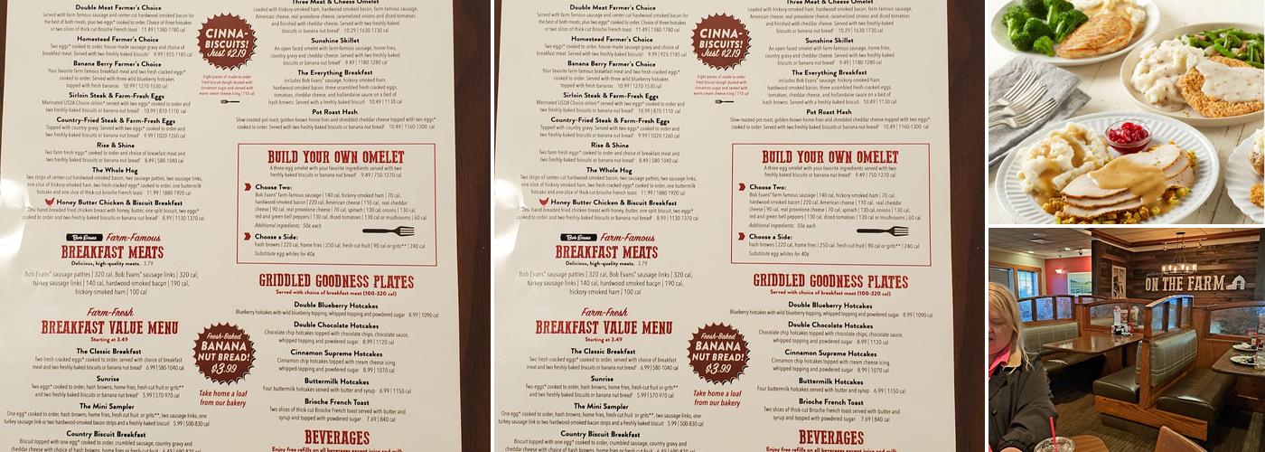 Bob Evans Menu