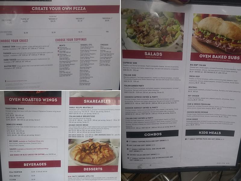 Donatos Pizza Menu