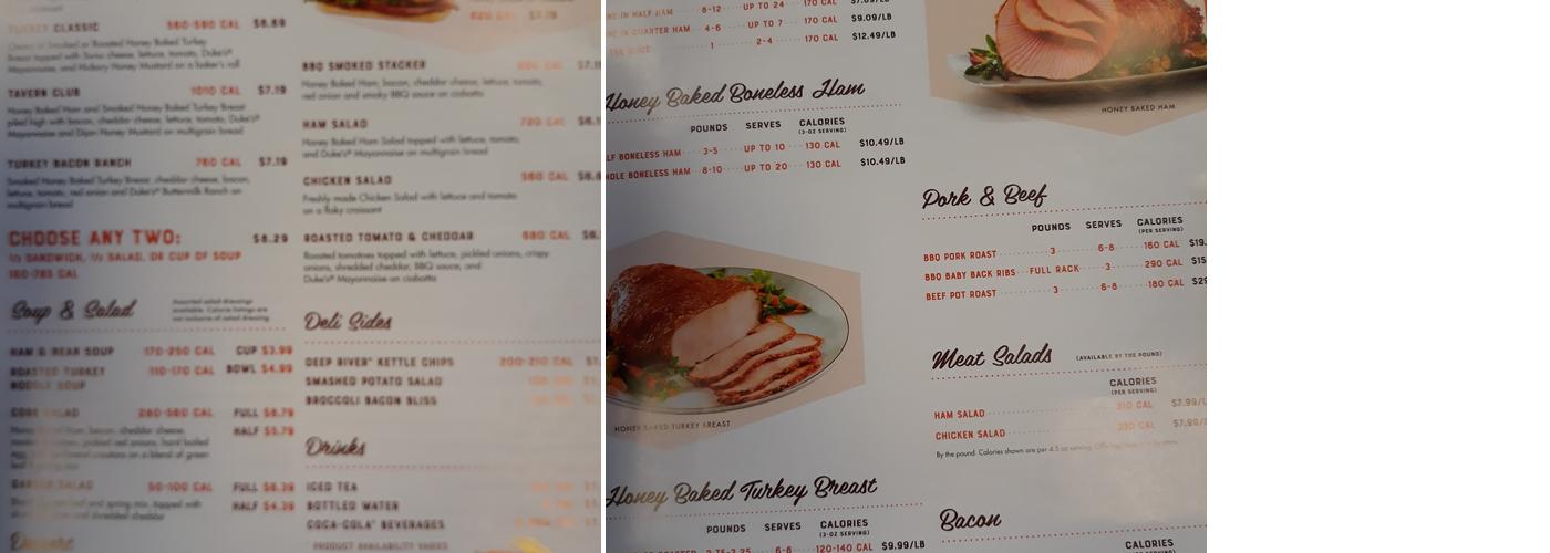 The Honey Baked Ham Company Menu