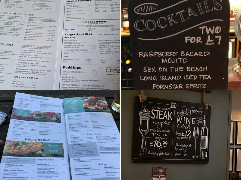 The Black Horse Menu