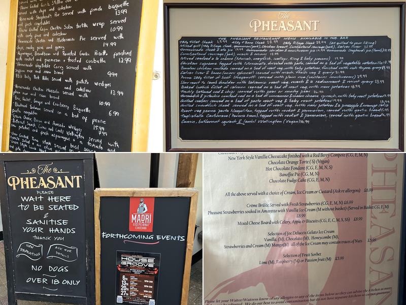 The Pheasant Inn & Restaurant Heathrow (over 18s only) Menu