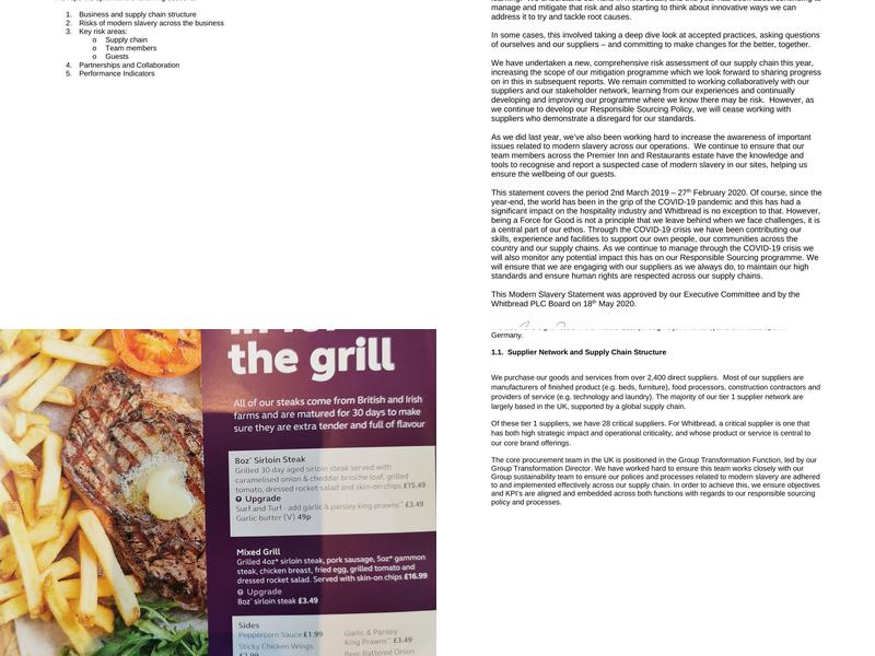 Premier Inn Tenby Town Centre Menu