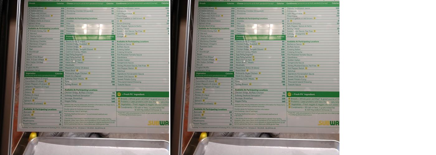 Subway Menu
