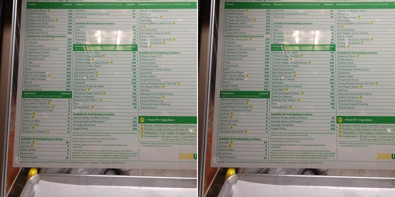 Subway Menu