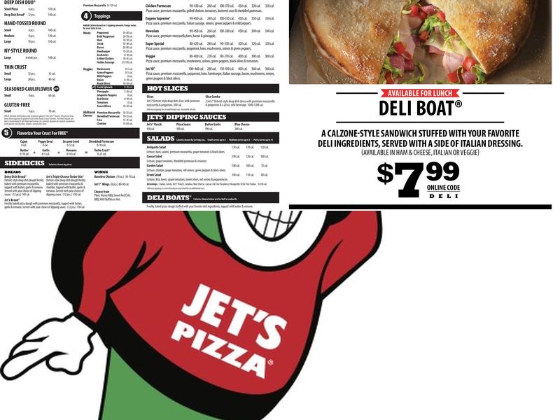 Jet's Pizza Menu