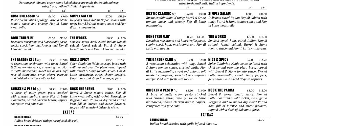 The Black Lion Surbiton Menu