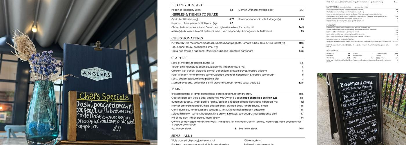 The Anglers, Teddington Menu