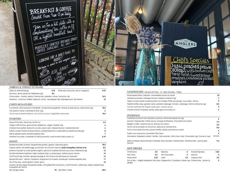 The Anglers, Teddington Menu