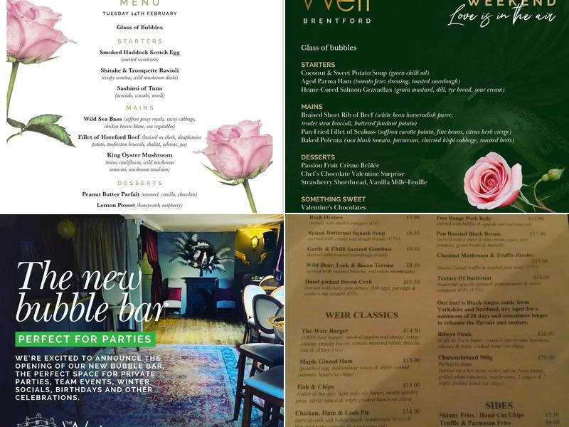 The Weir Bar Menu