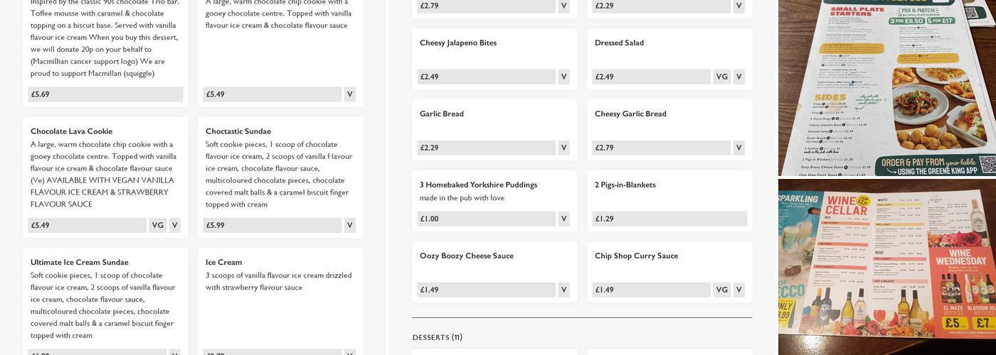 King's Horse - Pub & Carvery Menu