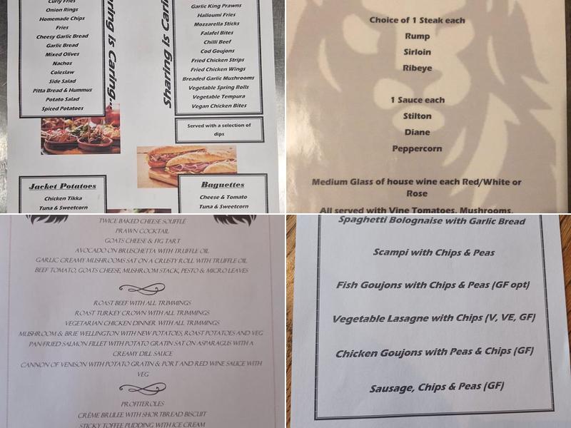 The Black Lion, Durdar Menu