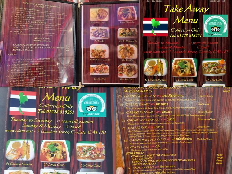 Siam Thai Restaurant Menu