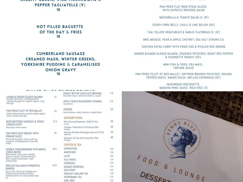 Penny Blue Restaurant & Bar Menu