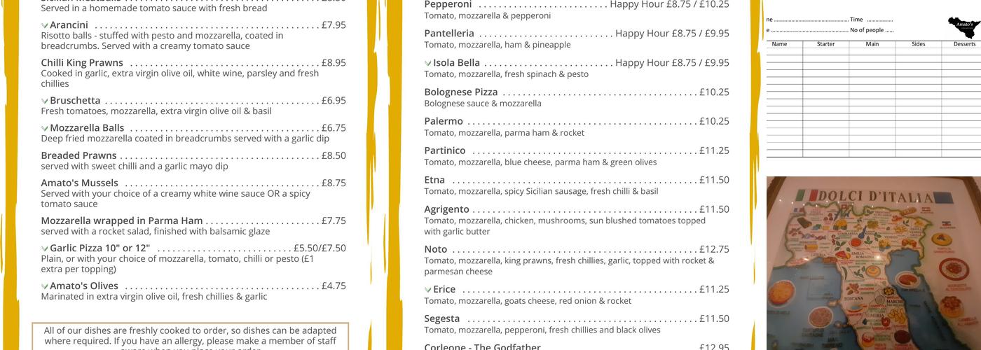 Amatos Menu