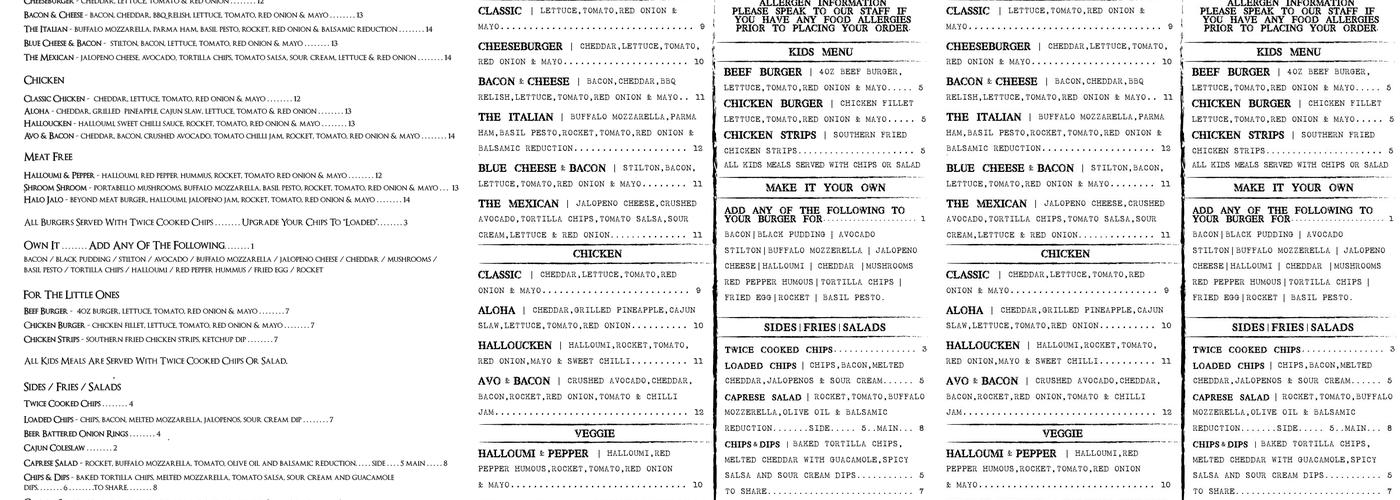 The Black Dog Inn, Dalton-in-Furness Menu