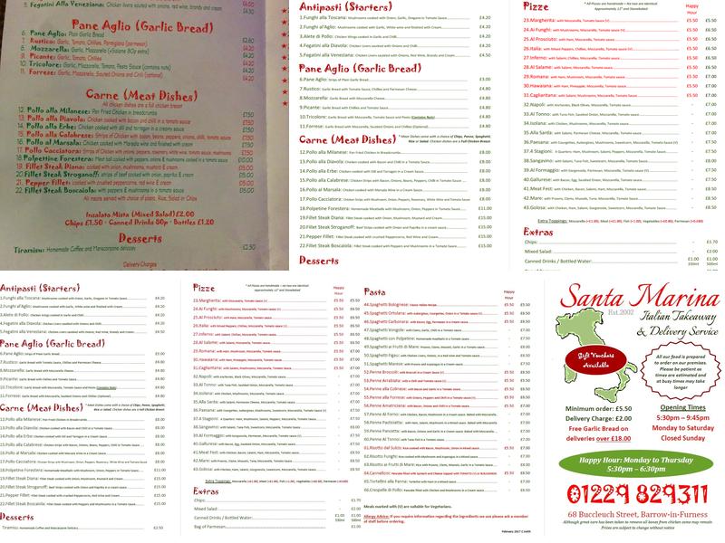 Santa Marina Menu