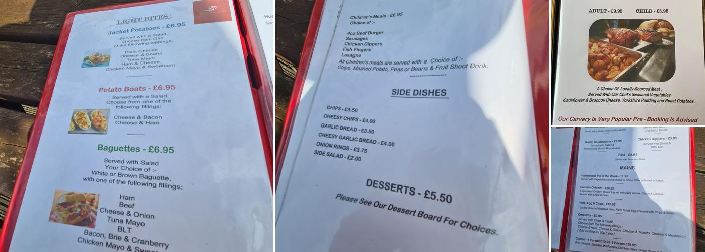 The Severn Bore, Minsterworth Menu