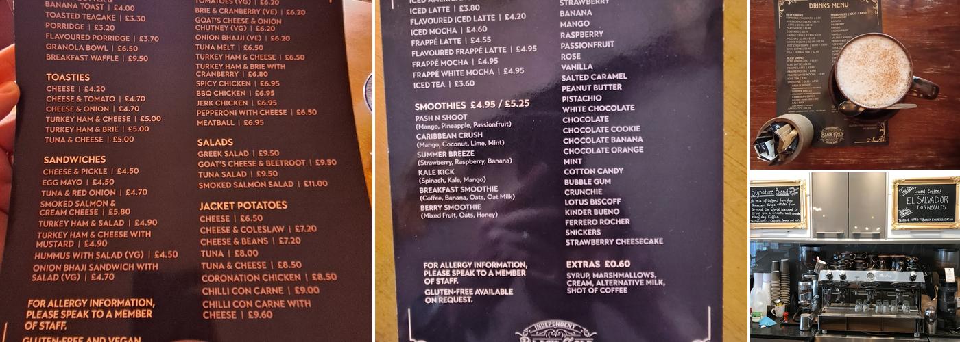 Black Gold Coffee Menu