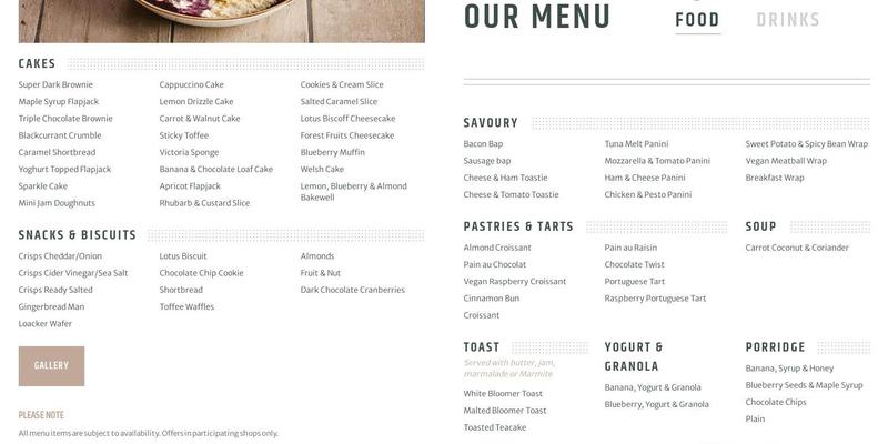 Coffee#1 Pershore Menu