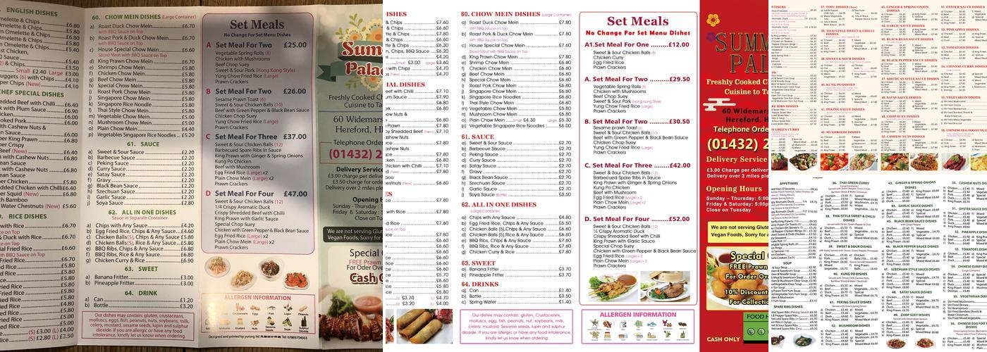 Summer Palace Chinese Take Away Menu