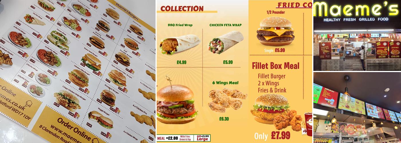 Maeme's Watford Menu