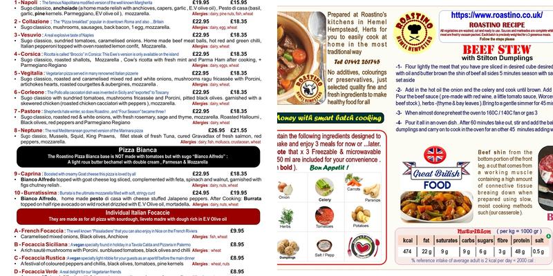 Roastino Menu