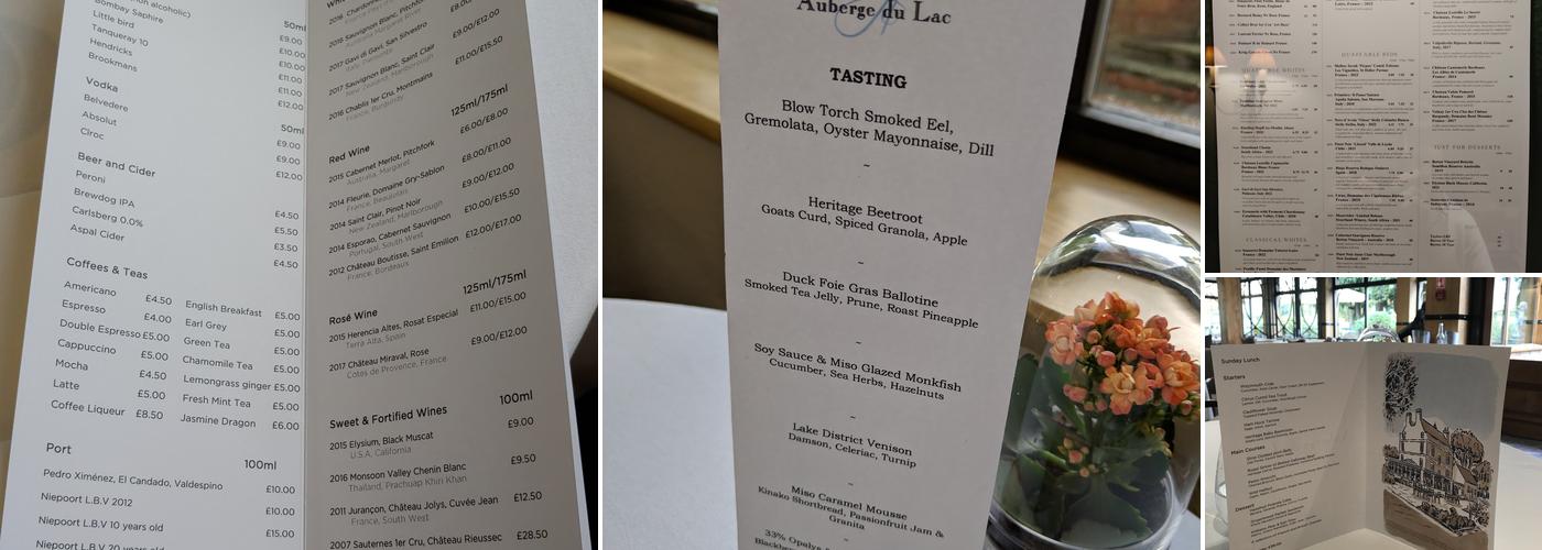 Auberge du Lac Menu