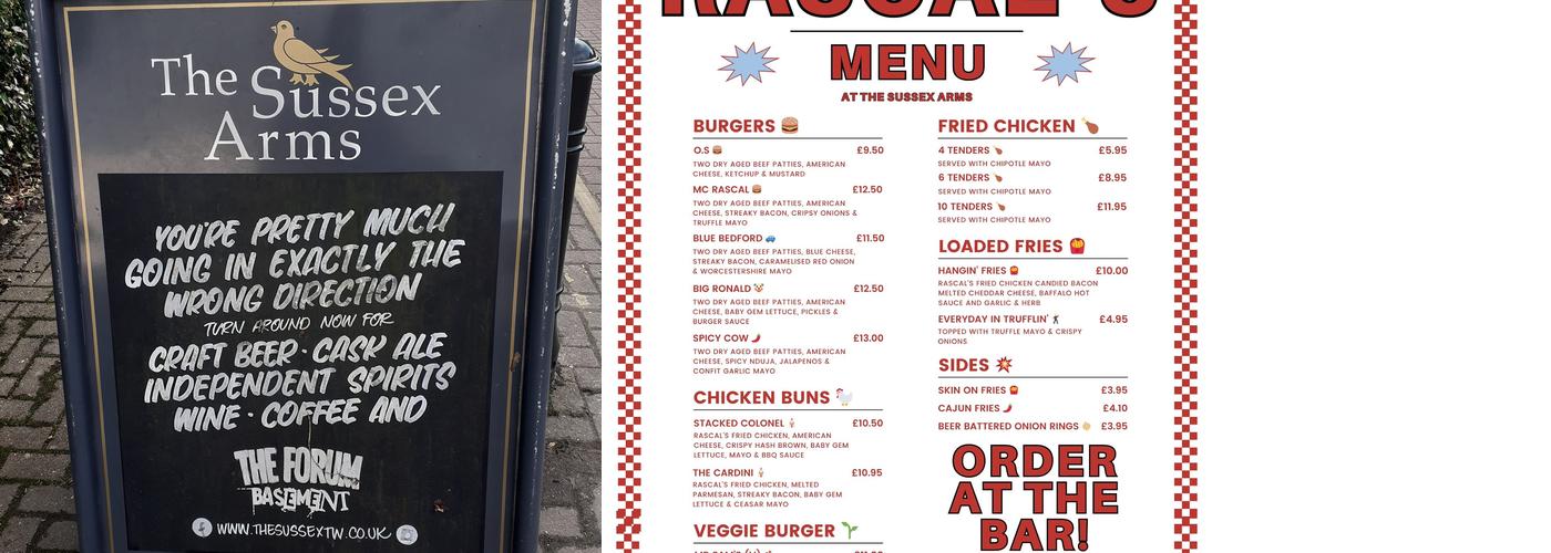 The Sussex Arms Menu