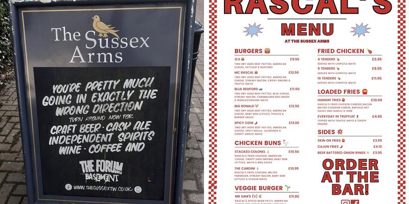 The Sussex Arms Menu