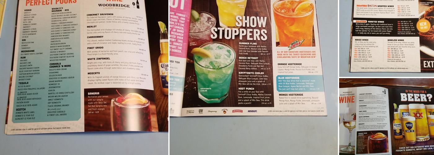 Hooters Menu