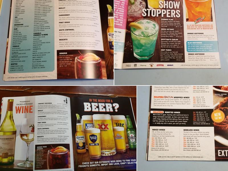 Hooters Menu