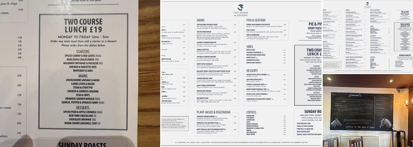 The Horse & Groom - Pub & Kitchen Menu