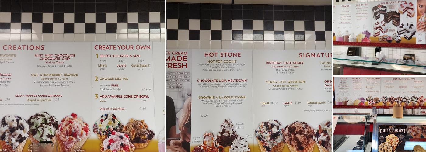 Cold Stone Creamery Menu