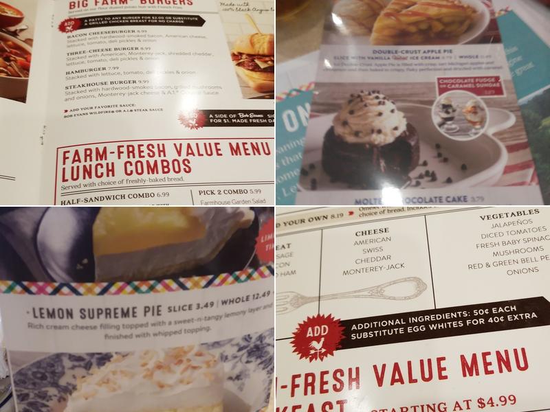 Bob Evans Menu